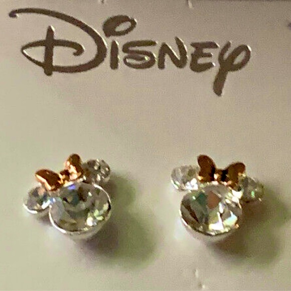 Disney Bowtiful Stud Earrings, large, crystal, silver-plated, New in Box - Picture 9 of 10